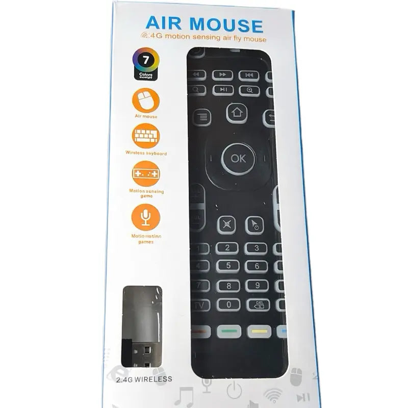 Backlit Air Mouse 2.4G Wireless Keyboard Remote Control para Android TV Box, Smart TV, PC y Proyector