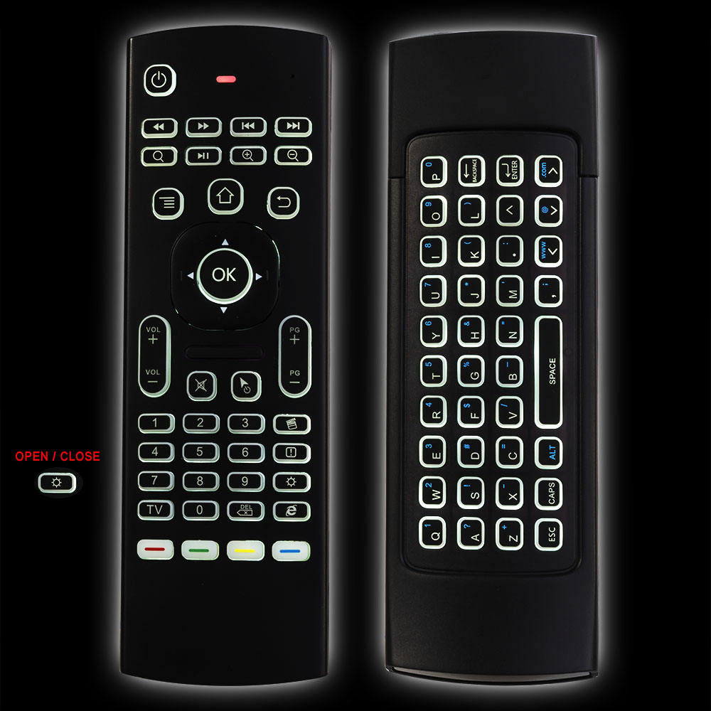 Backlit Air Mouse 2.4G Wireless Keyboard Remote Control para Android TV Box, Smart TV, PC y Proyector